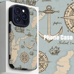 Shein Nautical Map Pattern Soft Protective Phone Case for iPhone/Samsung