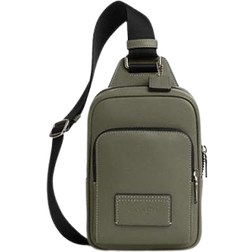 Coach Racer Sling Pack In Smooth Leather - Gunmetal/Military Green