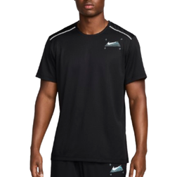 Nike Miler Men's Short Sleeve Graphic Running Top - Black