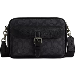 Coach Warner Crossbody Bag In Signature Canvas - Gunmetal/Charcoal/Black