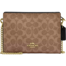 Coach Slim Crossbody Bag In Signature Canvas - Gold/Tan/Black