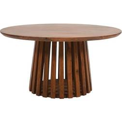 Indian Hub Slatted Round Warm Walnut Coffee Table 80cm