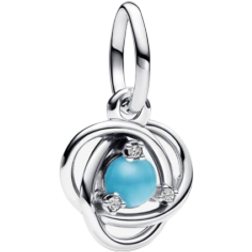 Pandora December Birthstone Eternity Circle Dangle Charm - Silver/Blue/Transparent