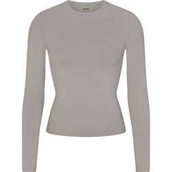 SKIMS Soft Smoothing Seamless Long Sleeve T-Shirt - Smoke