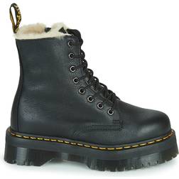 Dr. Martens Jadon Boot Leather Faux Fur Lined Platforms - Black