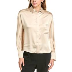 Vince Long Dolman Sleeve Satin Shirt - Fauna