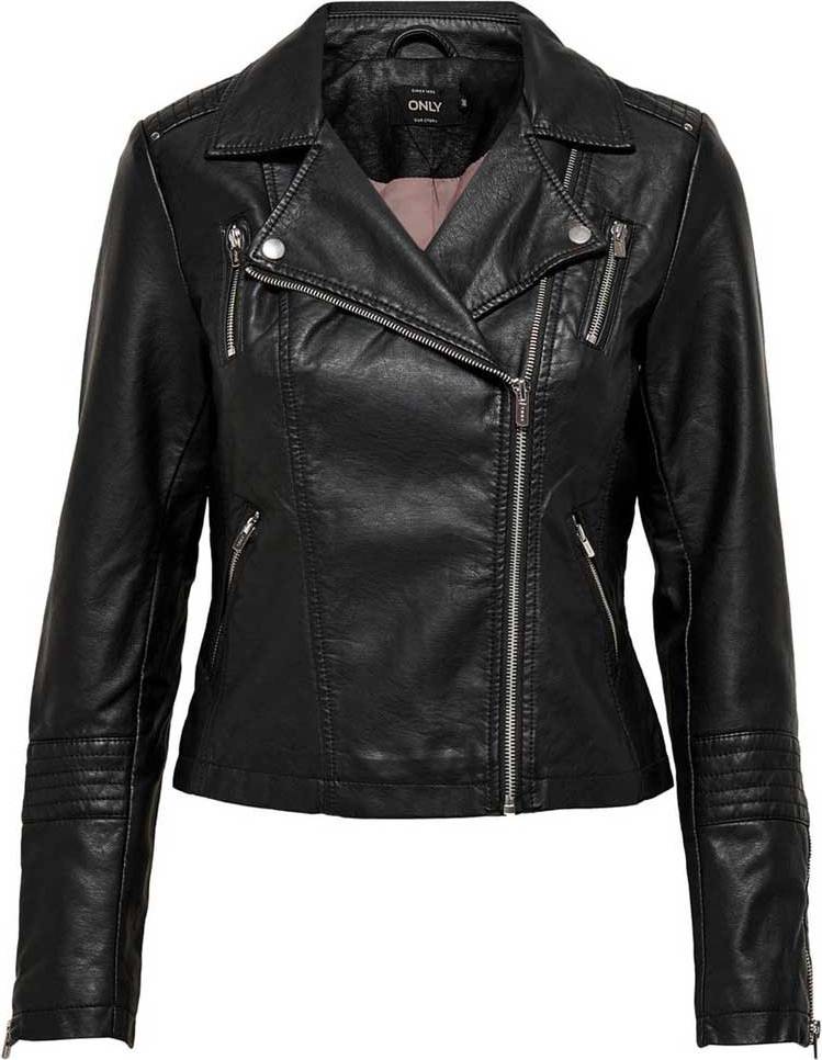 Only Gemma Biker Faux Leather Jacket - Black • Price