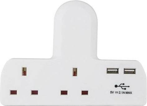 Status 2 Way Gang 2 USB Wall Plug White