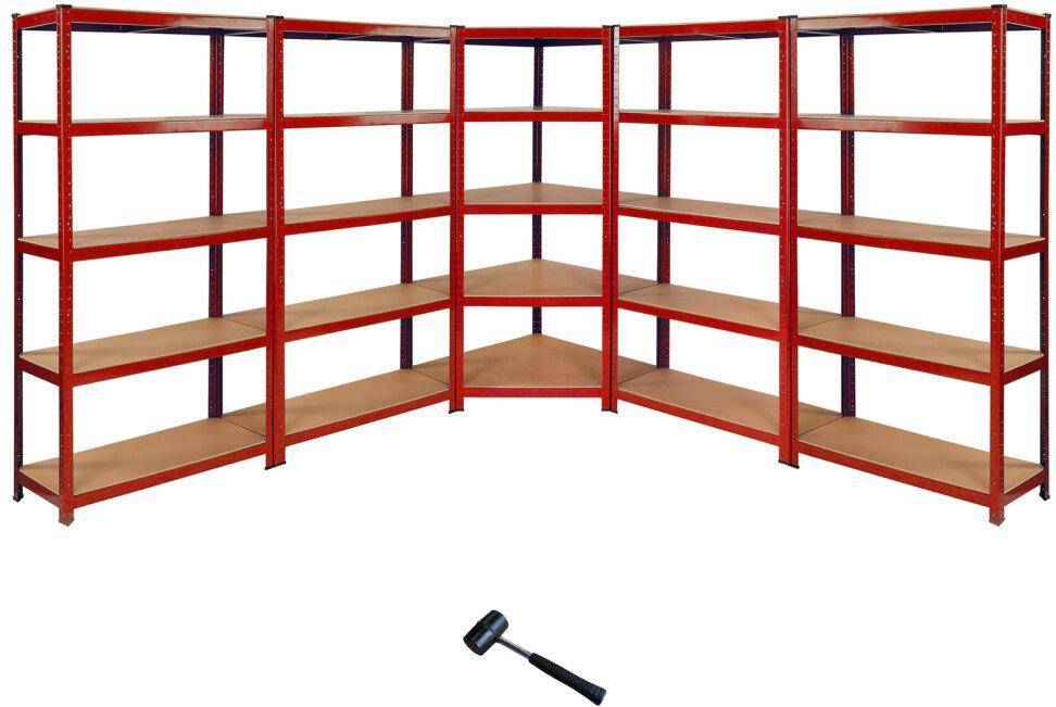 1 x Corner Racking Garage Shelving 4 x 90cm Bays Metal Heavy Duty MDF