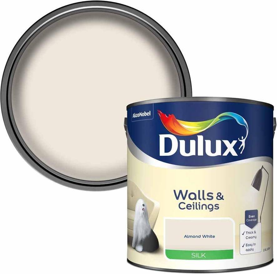 Dulux Almond Silk Emulsion Wall Paint White 2.5L • Price