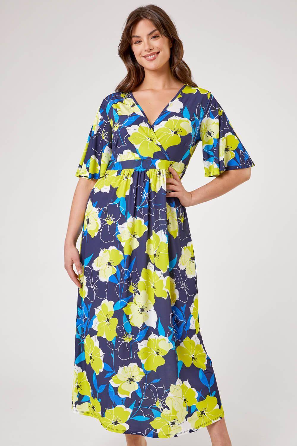 Roman Curve Floral Print Wrap Dress • Find prices