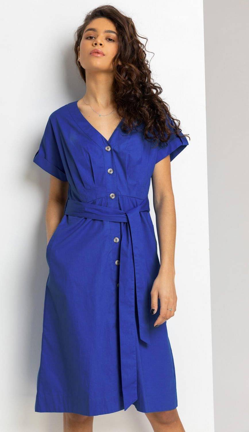 Roman Cotton Belted Midi Shirt Dress • Find prices