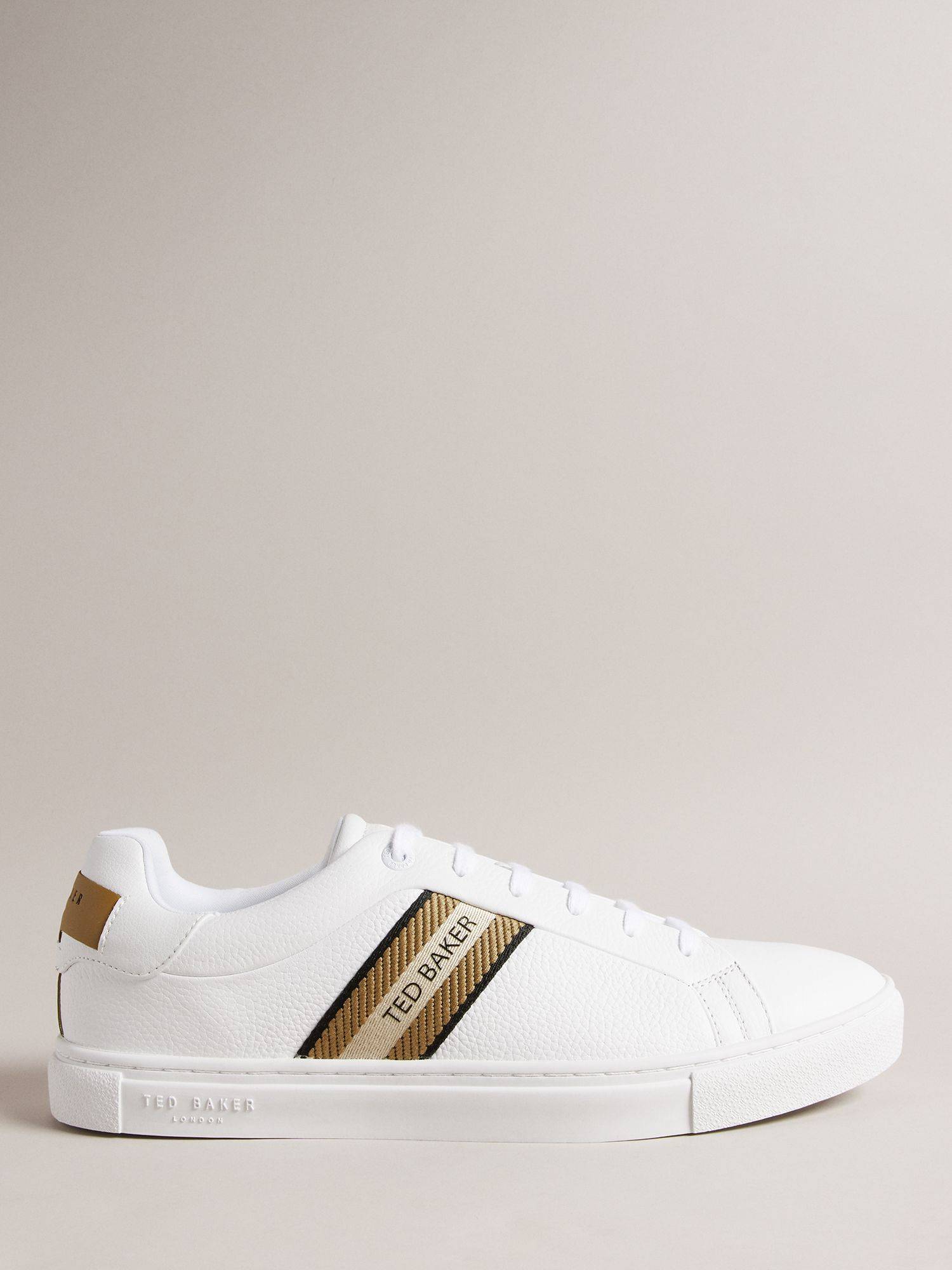 Ted Baker Trilobw Cupsole Leather Blend Trainers, White/Gold