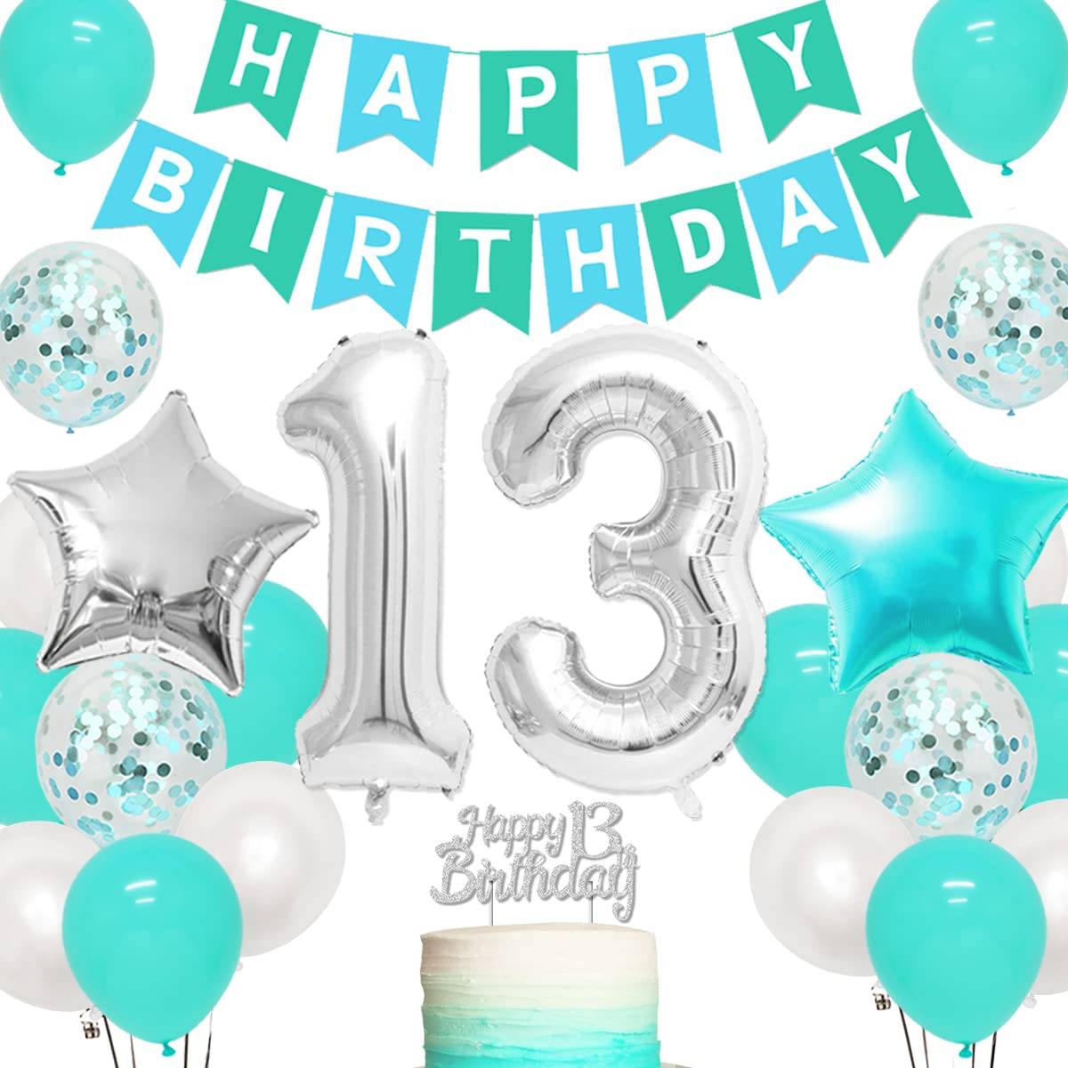 Jollyboom Th Birthday Party Decorations Teal For Girls With Official