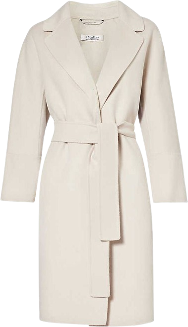 Max Mara Arona Belted Wool Coat - Ecru • Prices