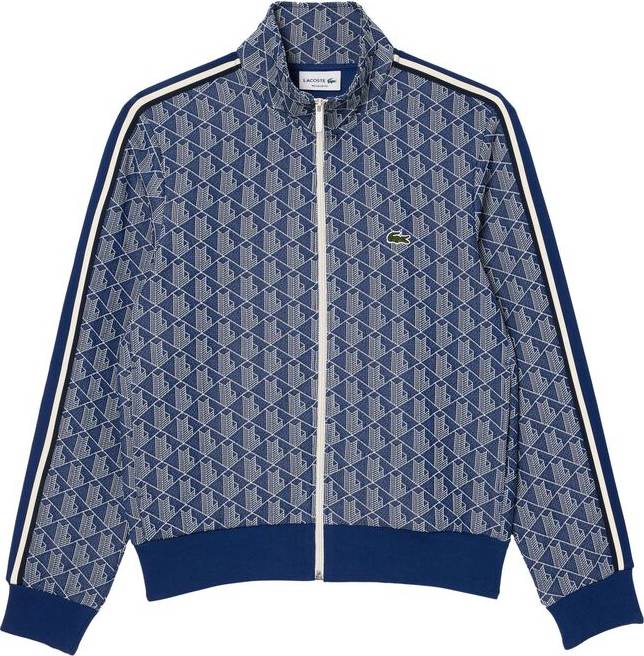 Lacoste Paris Jacquard Monogram Zipped Sweatshirt - Navy Blue/White ...