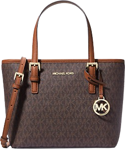 Michael Kors Jet Set Travel Extra-Small Logo Top-Zip Tote Bag - Brown ...