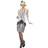 Smiffys Flapper Costume Silver with Dress