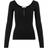 Pieces Kitte Button Front Ribbed Top - Black