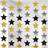 Vegaoo Silver Black and Gold Star String Decs Pk6