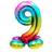 Folat 64299 Foil Balloon with Base Number 9 Rainbow, Multi-Colored, Costumes