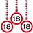 Folat Traffic Sign 18th Party Hanging decor Pack of 3, 3 Traffic Sign Designs on foil spiral hanging decorations