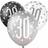 Unique Party 83385 Dots 30th Birthday Latex Balloons, 12" Assorted 6 Pcs, Black, Age 30