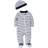 Little Me Sports Star Footed One-Piece & Hat - Navy Stripe (LBQ05706N)