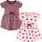 Touched By Nature Girl's Blush Blossom Organic Dress 2-pack - Burgundy