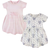 Touched By Nature Girl's Elephants & Stripes Organic Dress 2-pack - Pink