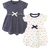 Touched By Nature Girl's Colorful Dots & Stripes Organic Dress 2-pack - Blue