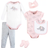 Hudson Baby Cotton Layette Set - Pink Gray Elephant (10119116)