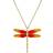 1928 Jewelry Dragonfly Pendant Necklace - Gold/Orange