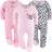 The Peanutshell Baby Sleep N Play Footed Pajamas for Girls 3-pack - Cheetah & Pink Hearts