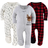 The Peanutshell Baby Boys and Girls Sleepers Set 3 Pack - Red Black