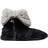 Dearfoams Beth Furry Foldover - Black