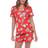 White Mark Short Sleeve 2-Piece Floral Pajama Set - Red