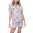 White Mark Short Sleeve 2-Piece Floral Pajama Set - Grey