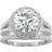 Charles & Colvard Moissanite Split Shank Halo Bridal Ring - White Gold/Diamonds