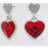 Jon Richard Dancing Heart Drop Earrings, Red/Silver