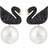 Swarovski Iconic Swan Pierced Earring - Rose Gold/Black/Pearls