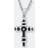 Striped Cross Pendant Necklace With Simulated Diamond