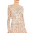 Mac Duggal Beaded Long Sleeve A-Line Gown - Blush