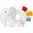 Fehn 056075 Ring Gripper Elephant fehnNATUR Organic baby toy with rattle and rustling paper for babies and toddlers from 0 months Size: 14 cm