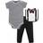 Little Treasures Bodysuit, Pant and Bib Man of Your Dreams 3-Piece Set - Grey (10172234)