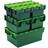 VFM Plastic Attached Lid Container 64 Litre Green Storage Box