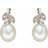 Elements 9Ct Diamond & Freshwater Pearl Leaf Design Dangle Stud Earrings