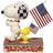 Snoopy & Woodstock with Flags Jim Shore Statue White/Blue/Yellow Figurine