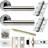 Door Handle & Latch Pack Chrome & Satin Nickel Straight Screwless Round Rose