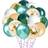 Jungle Theme Party Balloons 50 Pack, 12 Inches Green White Gold Latex Balloons with 10pcs Palm Leaves for Baby Shower, Tropical, Birthday Party Decorations